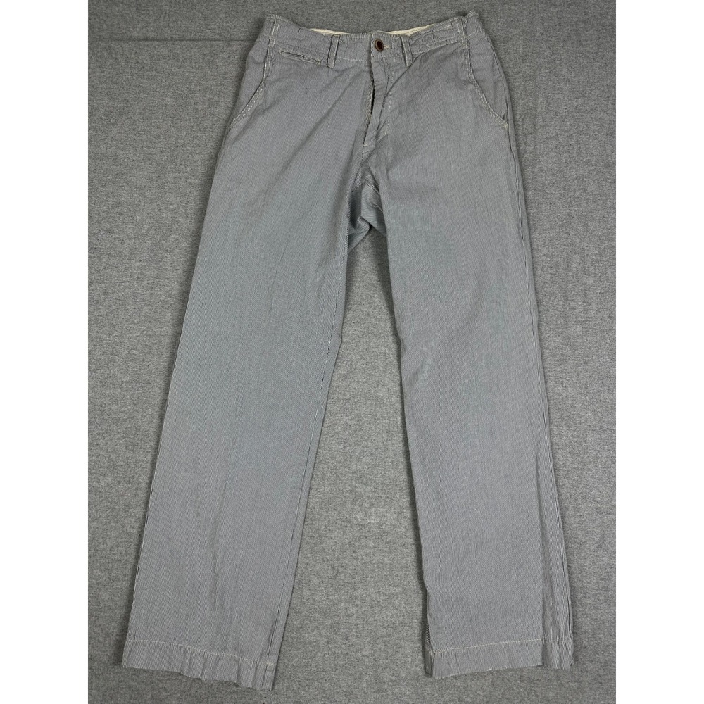 American Eagle Khaki Pants Mens 30x31 Blue White Pinstripe Seersucker